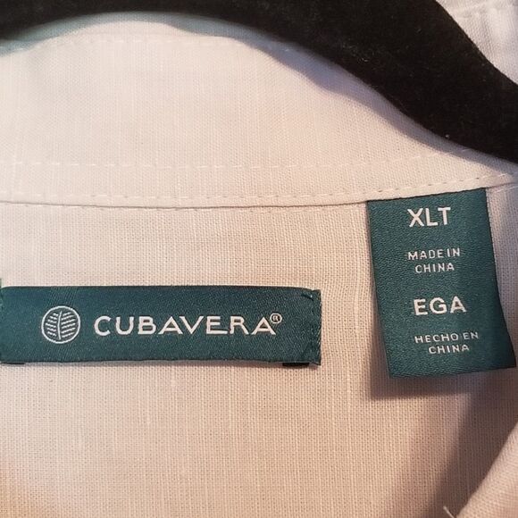 Cubavera XLT Shirt Button Front Linen Cotton Blend Blue Gray Striped Beach - Picture 5 of 8